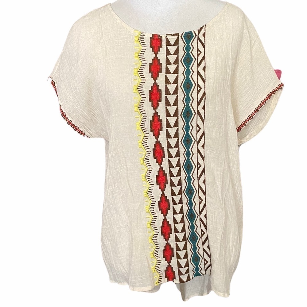 THML Aztec Embroidered Top SZ Large
